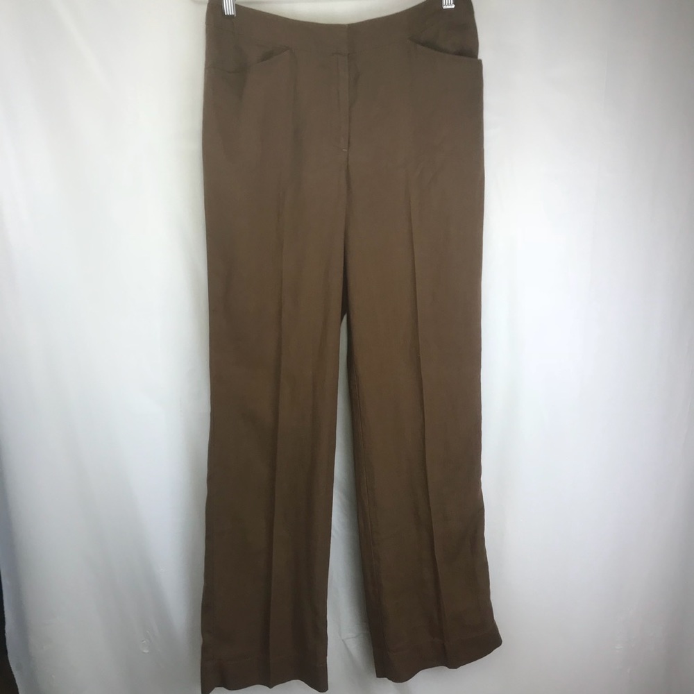 2/$15! J Jill 100% linen pants 6 brown trousers